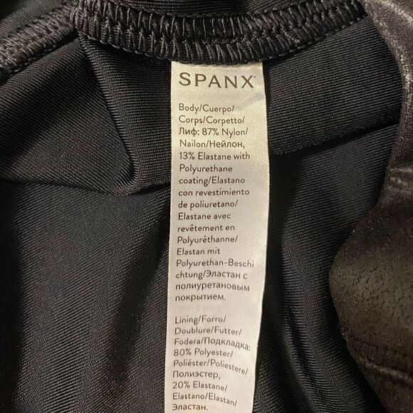 Spanx Black Faux Leather Full Length Pull On Leggings | Size Medium - Picture 5 of 6